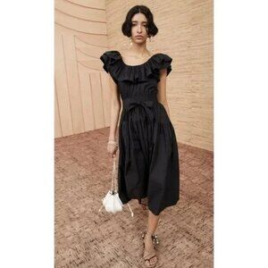 Ulla Johnson Amira Ruffle Poplin Midi Dress Size 2